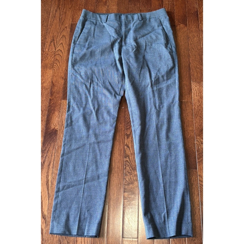 Bonobos Men's Slim Fit Dress Pants 32 x 32 Blue Flat Front Marzotto Wool Slacks‎